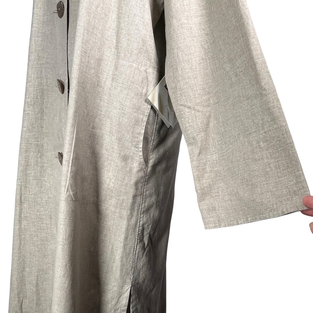 Maralyce Ferree Linen Coat Long Duster Cream Jacket Minimalist Trench Small - Picture 11 of 16